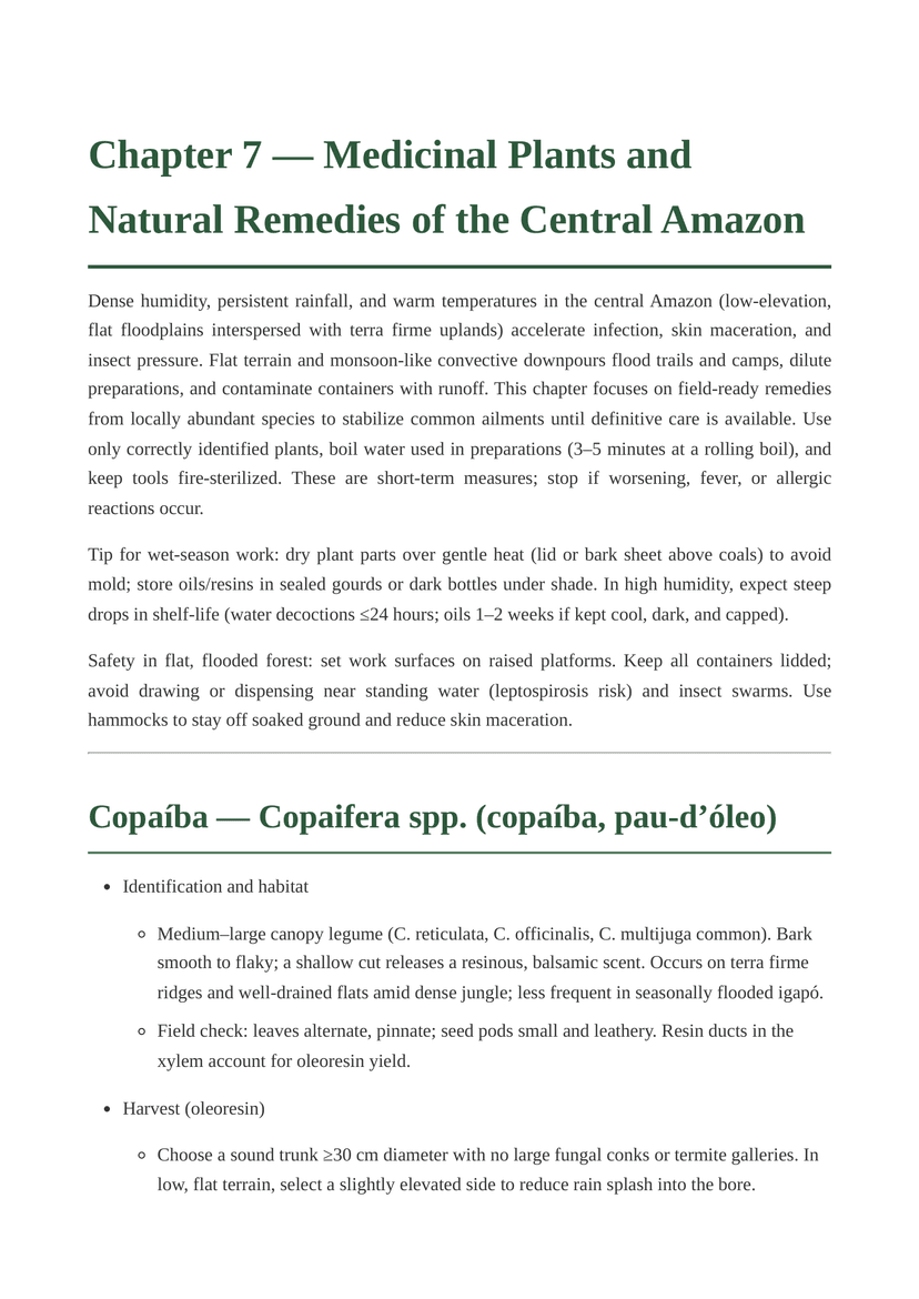 Medicinal plants chapter showing detailed plant identification and preparation instructions
